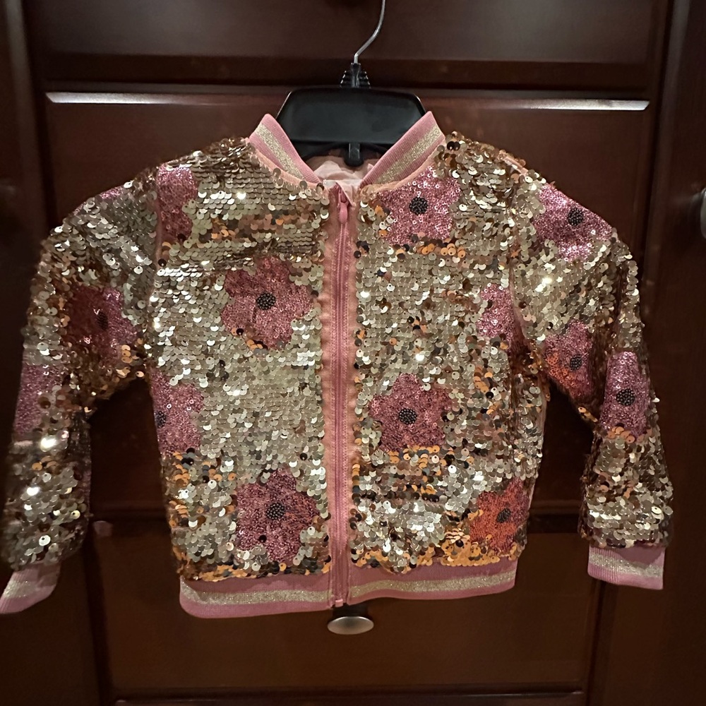 Sequin Floral Bomber Jacket